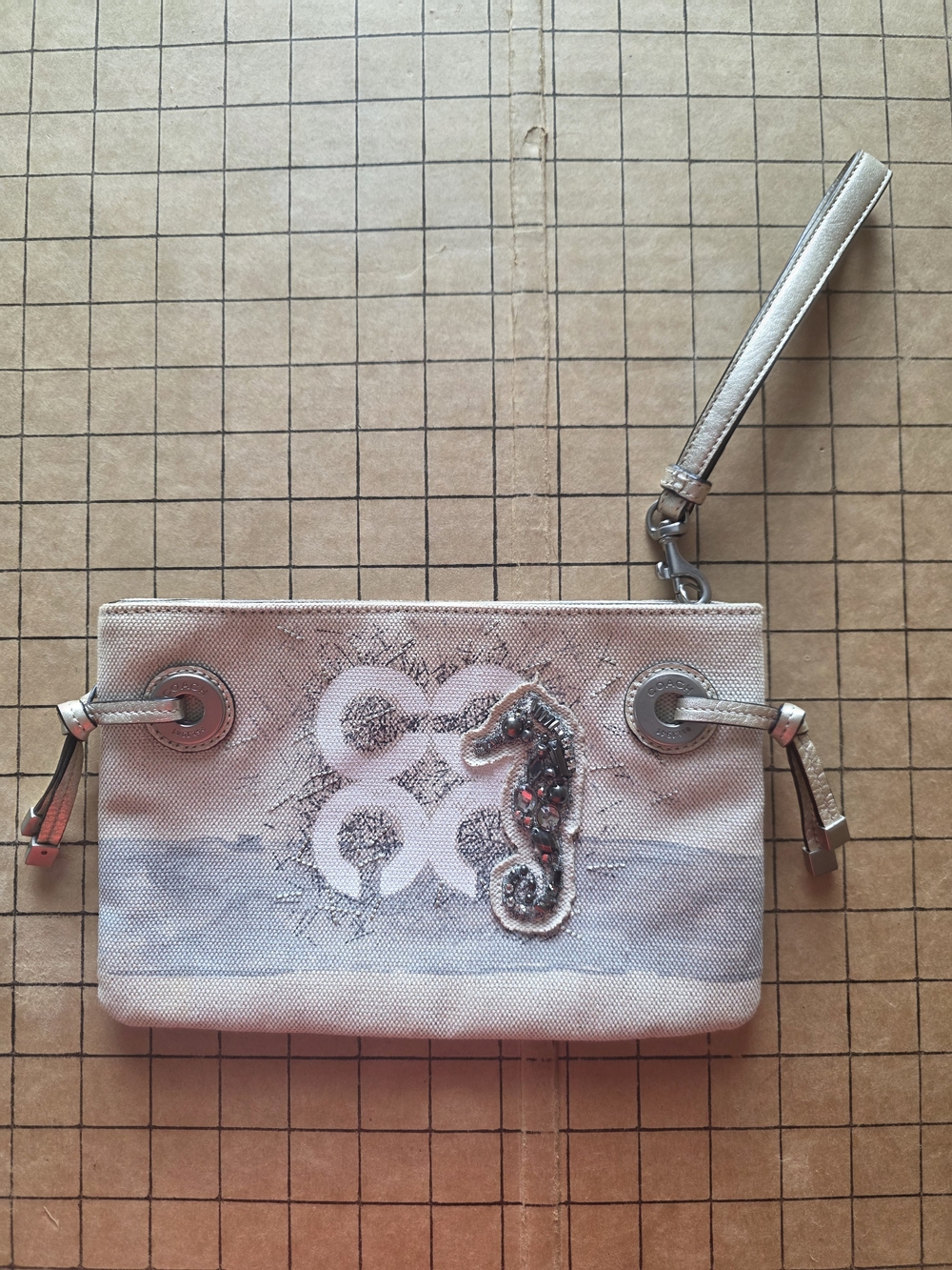 Coach Rare Vintage Audrey Embellished Seahorse Resort Large Wristlet Clutch 2011